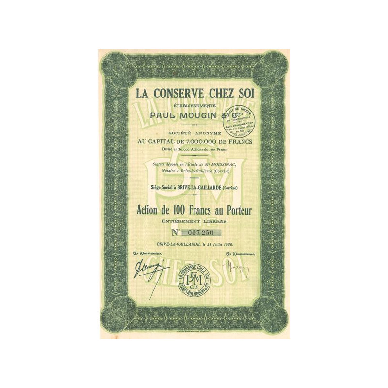 La Conserve Chez Soi - Ets Paul Mougin & Cie (Act 100 F)