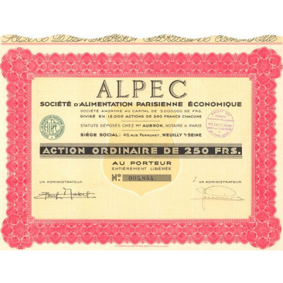 ALPEC Sté d'Alimentation Parisienne Economique (Act Ordin 250 F)