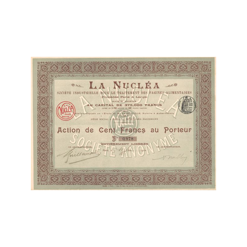 La Nucléa - Sté Industrielle pour le Traitement des Farines Alimentaires (Procédés Paris & Large)(Act 100 F)