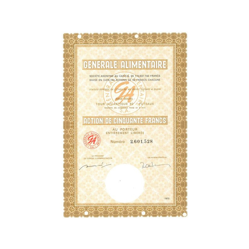 Générale Alimentaire (Act 50 F)