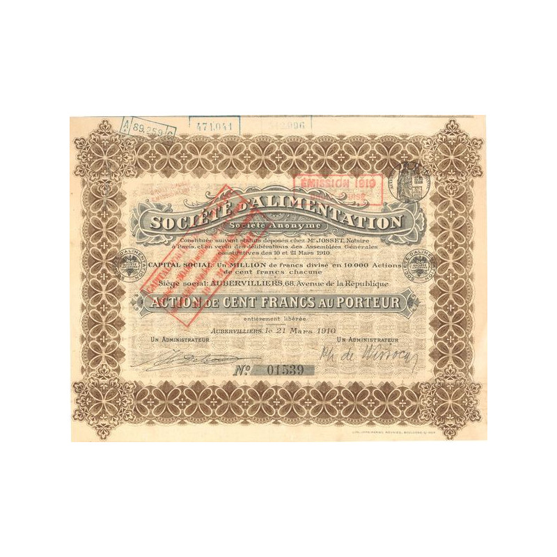 Sté d'Alimentation (Act 100 F)