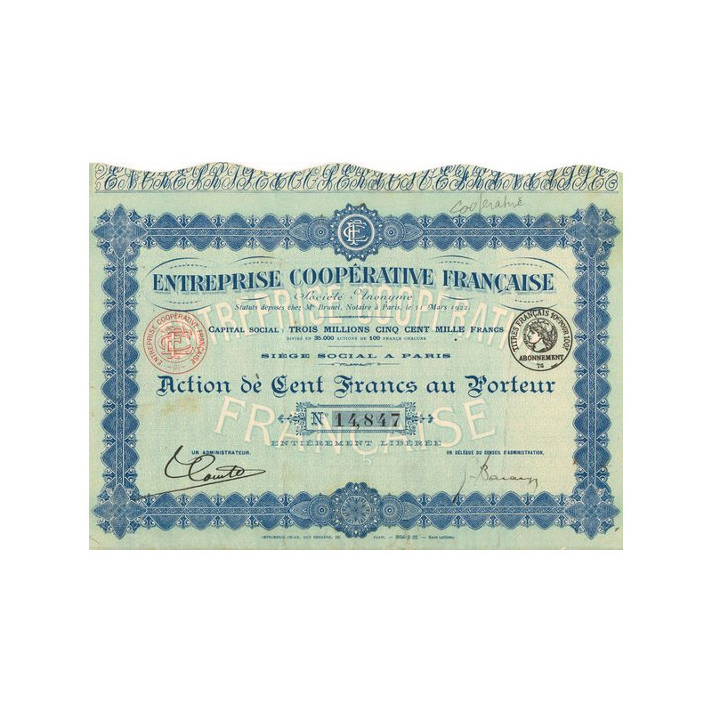 Entreprise Coopérative Française (Act 100 F)