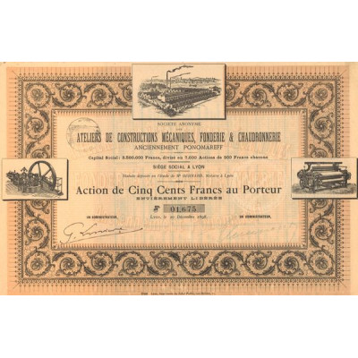 S.A. des Ateliers de Constructions Mécaniques. Fonderie & Chaudronnerie - Anciennement Ponomareff (Act 500 F)