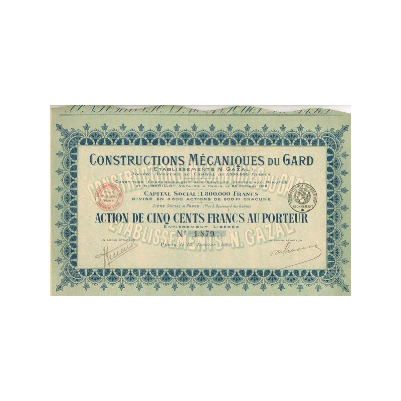 Constructions Mécaniques du Gard (Ets N.Gazal) (Act 500 F)