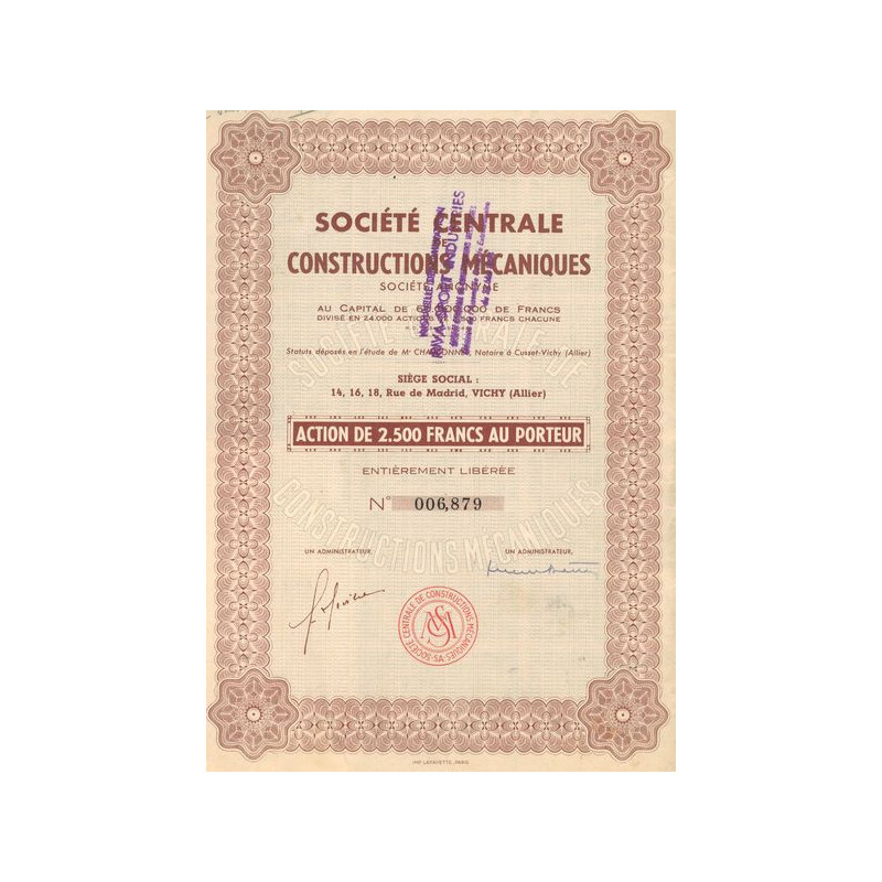 Sté Centrale de Constructions Mécaniques (Act 2500 F) (marron)