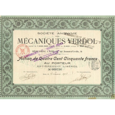 S.A. des Mécaniques Verdol (Act 450 F)