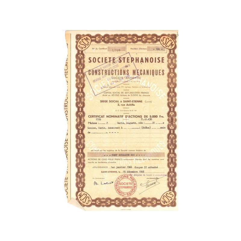 Sté Stephanoise de Constructions Mecaniques (Certif Nomin Act 5000 F)