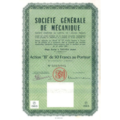 Sté Gale de Mécanique (Act B 50 F)