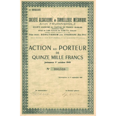Sté Alsacienne de Tonnellerie Mécanique Anct. FRUHINSHOLZ (Act 15000 F)
