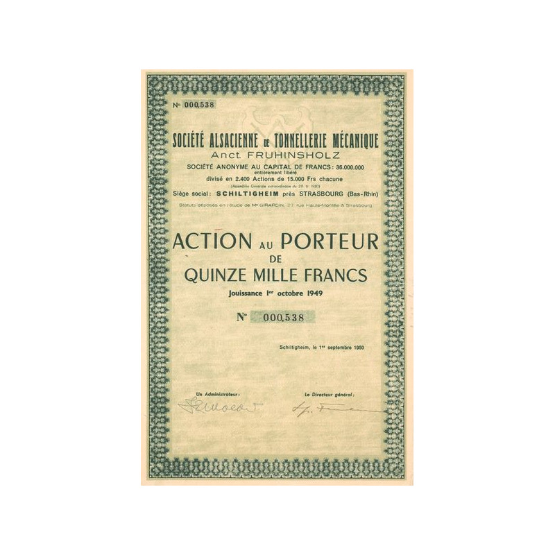 Sté Alsacienne de Tonnellerie Mécanique Anct. FRUHINSHOLZ (Act 15000 F)
