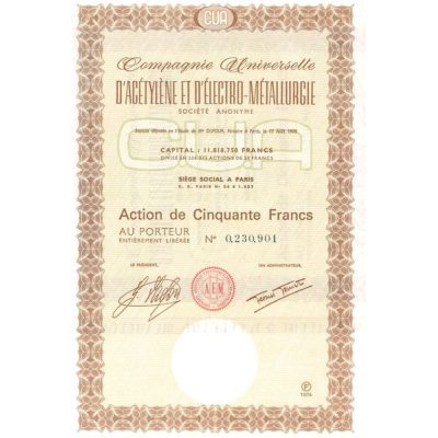 Cie Universelle d'Acétylène et d'Electro-Metallurgie (Act 50 F)