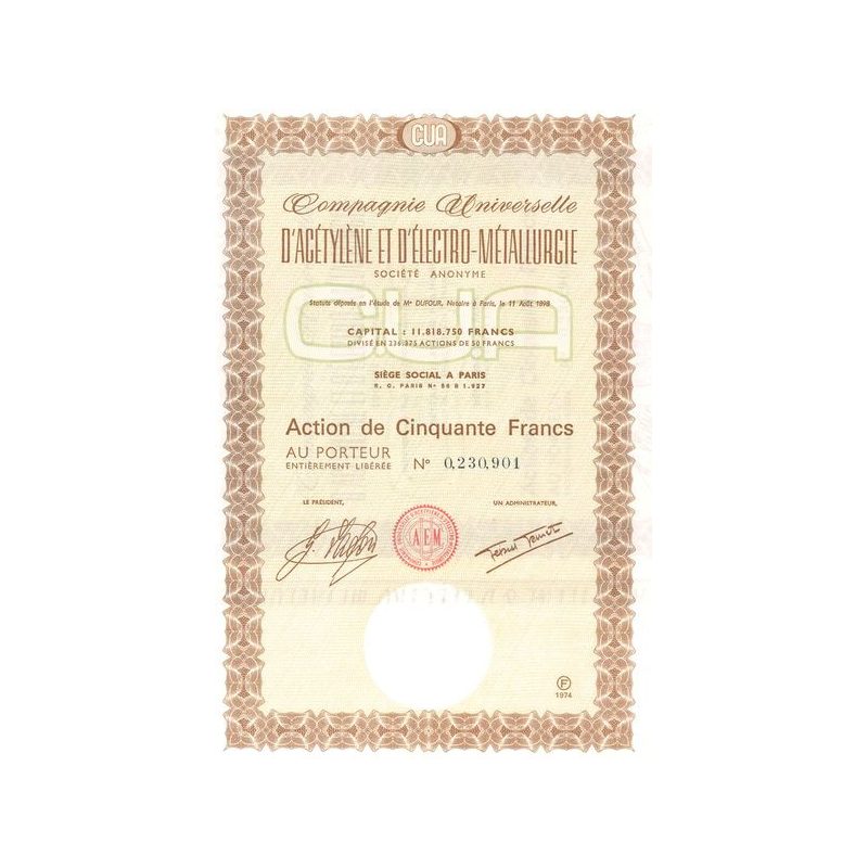 Cie Universelle d'Acétylène et d'Electro-Metallurgie (Act 50 F)