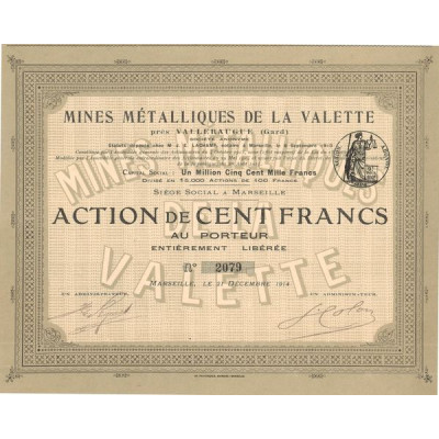 Mines Métalliques de la Valette près Valleraugue (Gard) (Act 100 F)