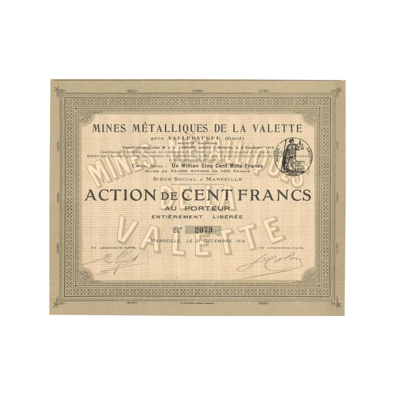 Mines Métalliques de la Valette près Valleraugue (Gard) (Act 100 F)