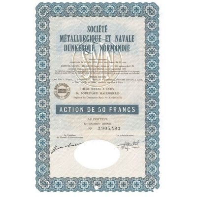 Sté Métallurgique et Navale Dunkerque Normandie SMN (Act 50 F)