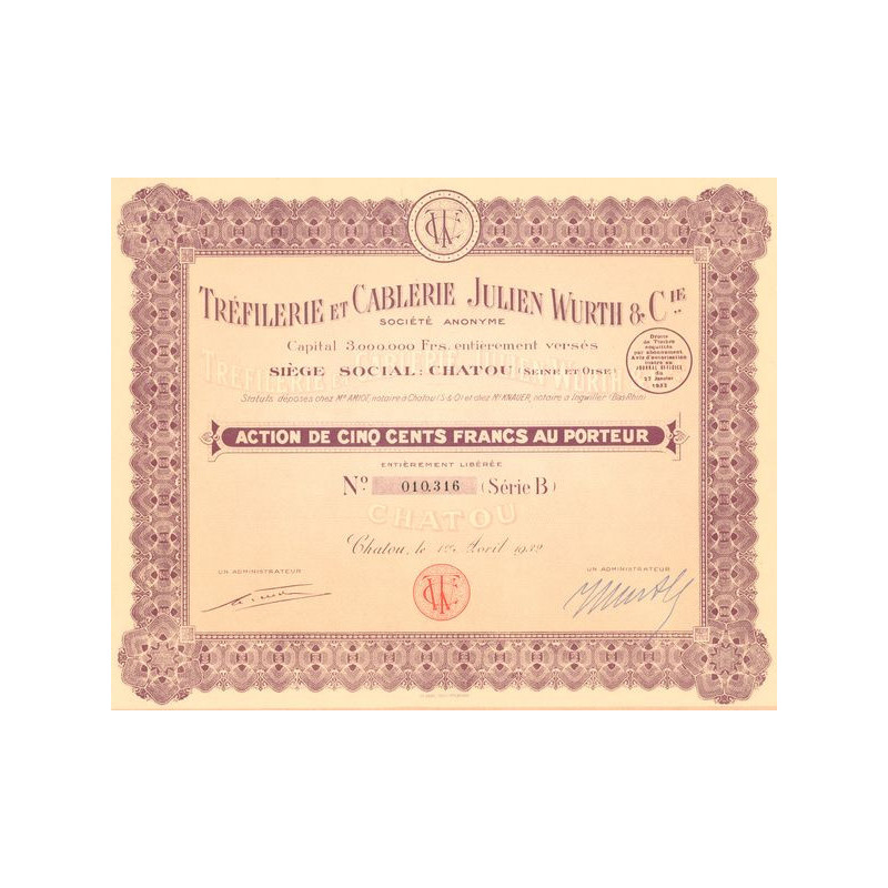 Tréfilerie et Cablerie Julien Wurth & Cie (Act 500 F)