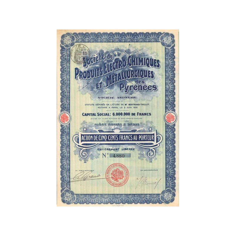 Sté de Produits Electro-Chimiques et Métallurgiques des Pyrénées (Act 500 F)