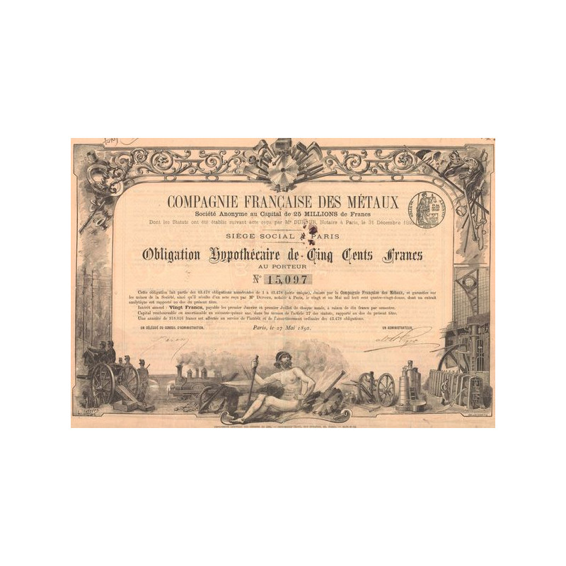 Cie Française des Métaux (Obl Hypoth 500 F)