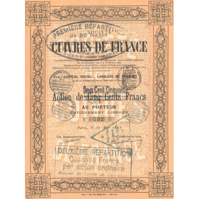 Sté des Cuivres de France - 1892 (Orange) (Act 500 F)