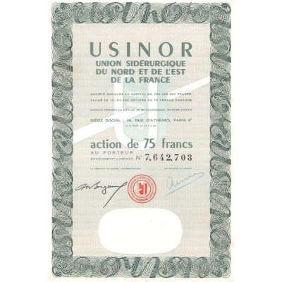 USINOR - Union Sidérurgique du Nord et de l'Est de la France (Act 75 F)