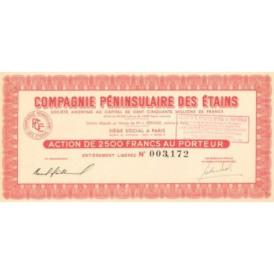 Cie Péninsulaire des Etains (Act 2500 F)