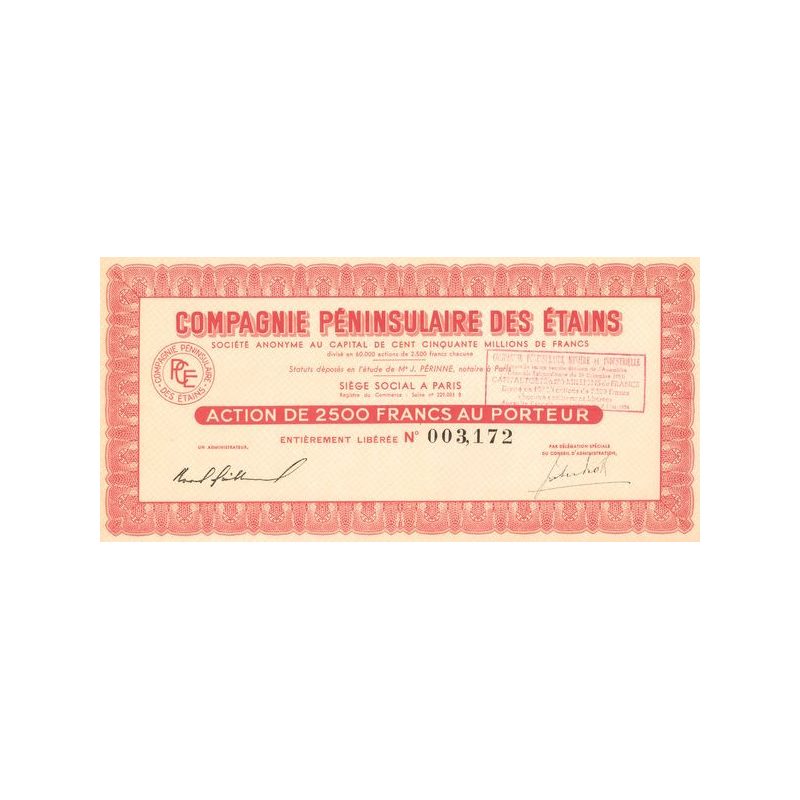 Cie Péninsulaire des Etains (Act 2500 F)