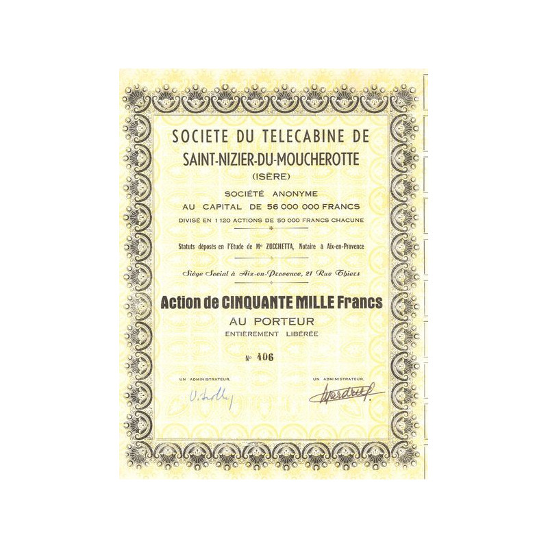 Sté du Télécabine de Saint-Nizier-du-Moucherotte (Isère) (Act 50000 F)