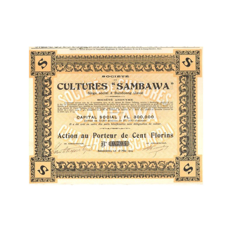 Sté de Cultures "Sambawa" (Act 100 Florins)