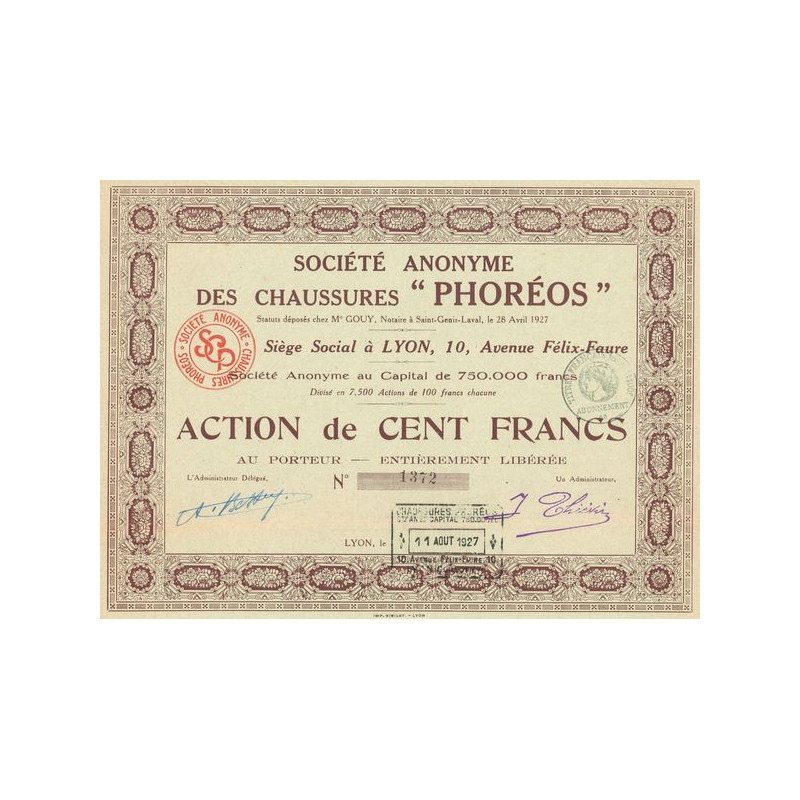 S.A. des Chaussures "Phoréos" (Act 100 F)