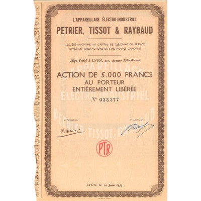 L'Appareillage Electro-Industriel Petrier. Tissot & Raybaud (Act 5000 F)