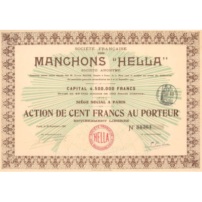 Sté Française des Manchons "Hella" (Act 100 F)