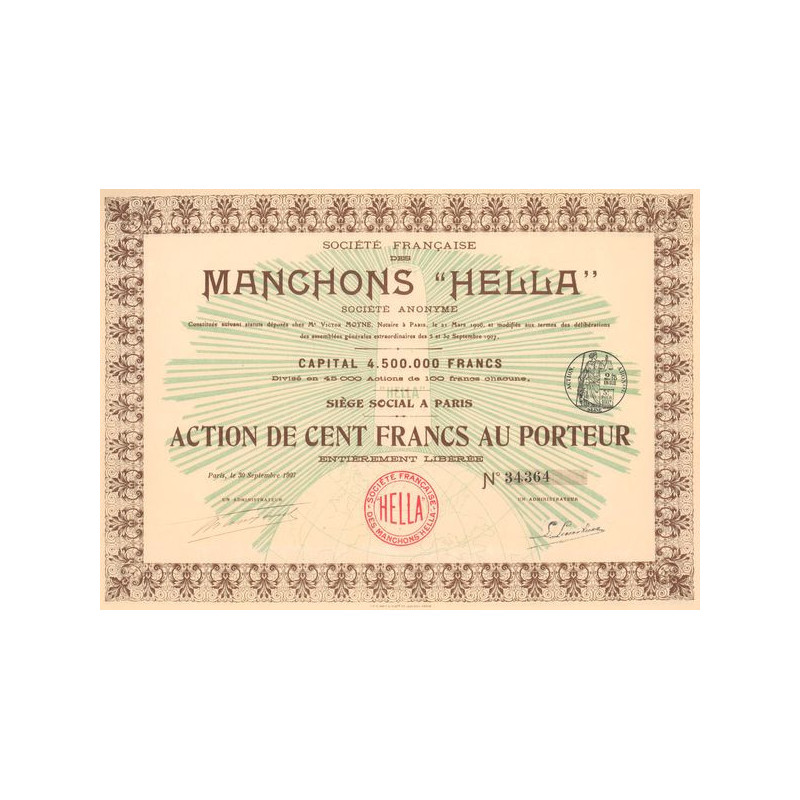 Sté Française des Manchons "Hella" (Act 100 F)