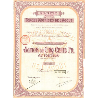 Sté des Forces Motrices de l'Agoût (Act 500 F)