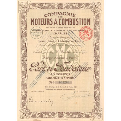 Cie des Moteurs à Combustion - Anc Dénomination Moteurs à Combustion Interne "Charles" (PF)