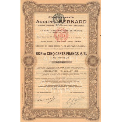 Etablissements Adolphe Bernard (Bon 500 F 6%)