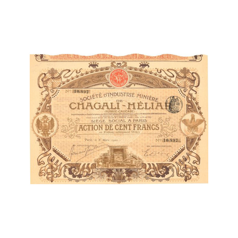 Sté d'Industrie Minière de Chagali-Héliar (Russie-Caucase) (Act 100 F)