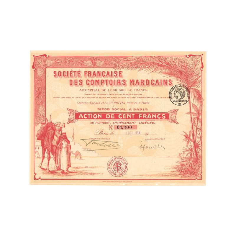 Sté Française des Comptoirs Marocains (Act 100 F)