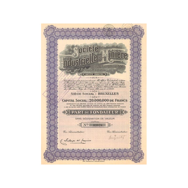Sté Industrielle & Minière Belgo-Colombienne Colombomin (PF)