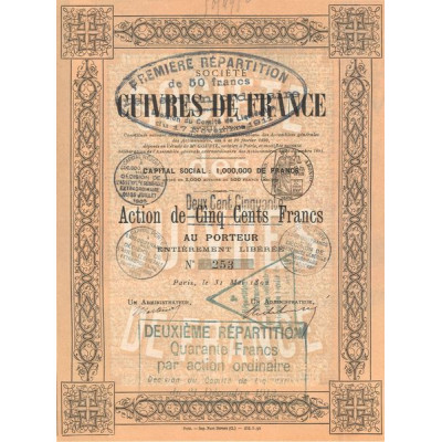 Sté Cuivres de France (Act 250 F)