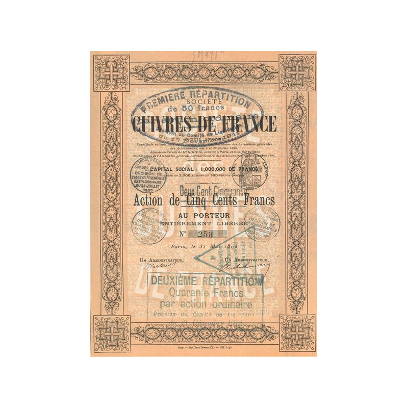 Sté Cuivres de France (Act 250 F)