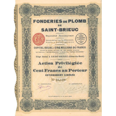 Fonderies de Plomb de Saint-Brieuc (Act Priv 100 F)