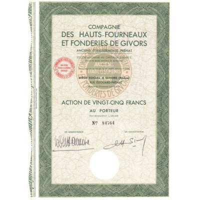 Cie des Hauts-Fourneaux et Fonderies de Givors - Anciens Ets Prénat (Act 25 F)
