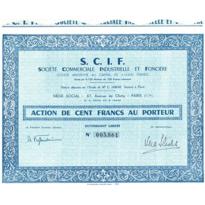 S.C.I.F. Sté Commerciale Industrielle et Fonciere (Act 100 F)