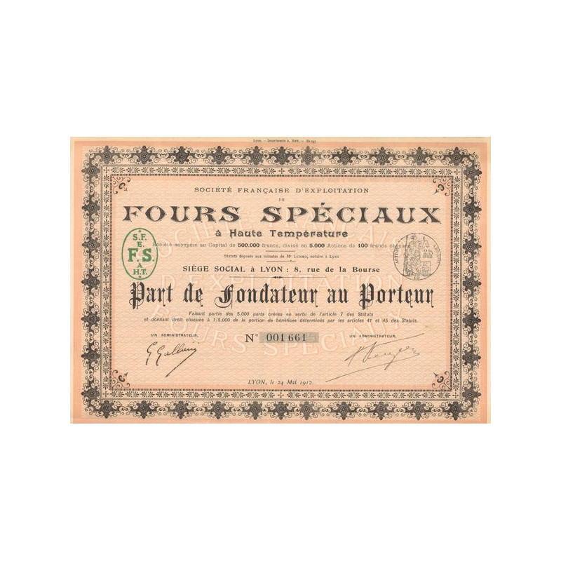 Sté Française d'Exploitation de Fours Spéciaux à Haute Température (PF)