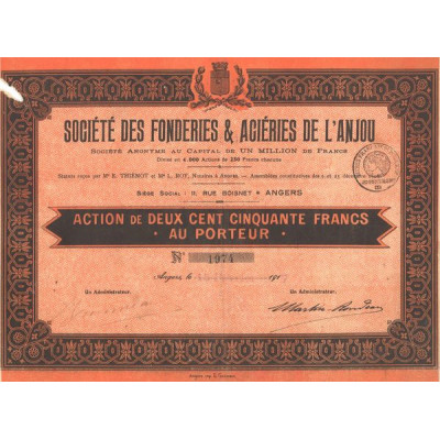 Sté des Fonderies & Aciéries de l'Anjou (Act 250 F)
