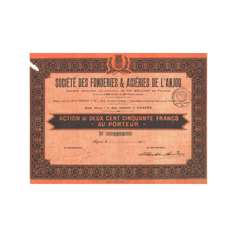 Sté des Fonderies & Aciéries de l'Anjou (Act 250 F)