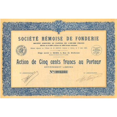 Sté Rémoise de Fonderie (Act 500 F)