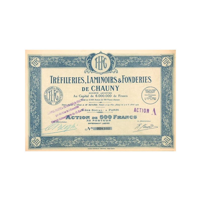 Tréfileries Laminoirs & Fonderies de Chauny (Act 500 F)