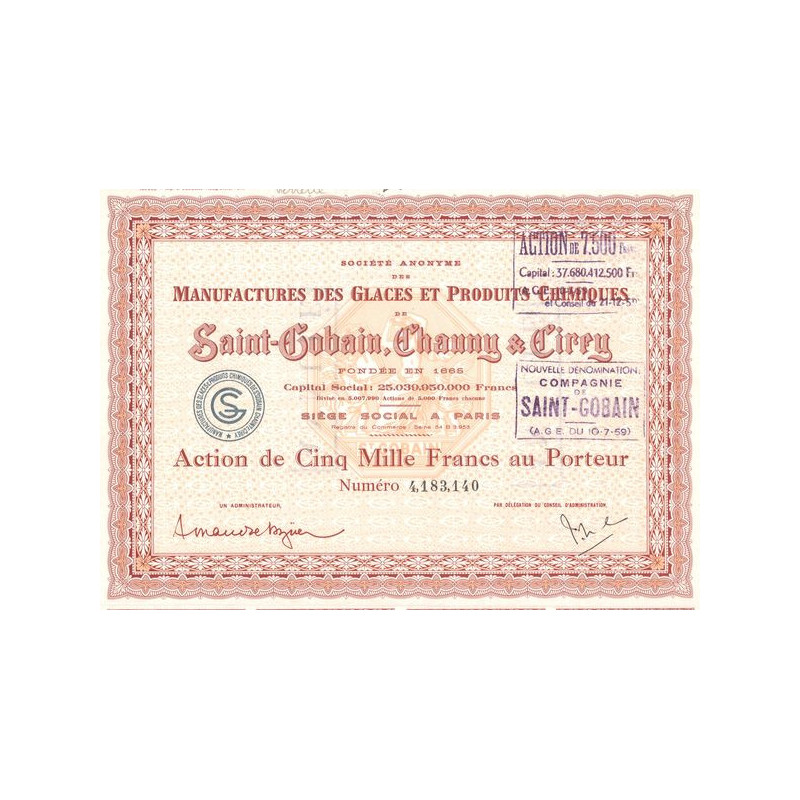 S.A. des Manufactures des Glaces et Produits Chimiques de Saint-Gobain. Chauny & Cirey (Act 5000 F)