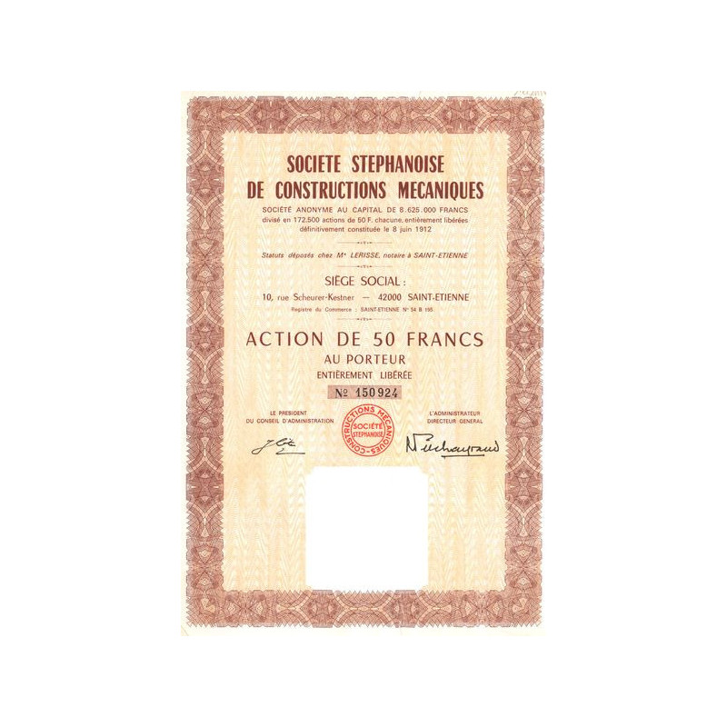 Sté Stéphanoise de Constructions Mécaniques (Act 50 F)
